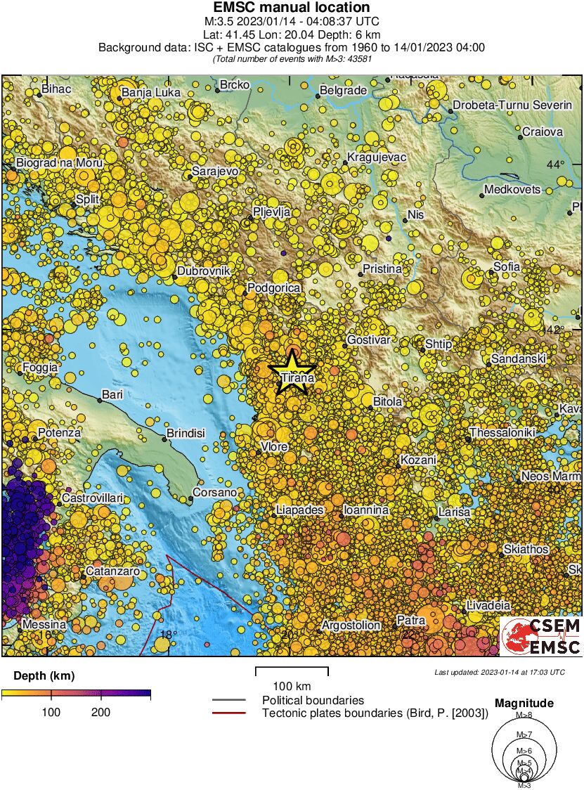regional depth historical seismicity