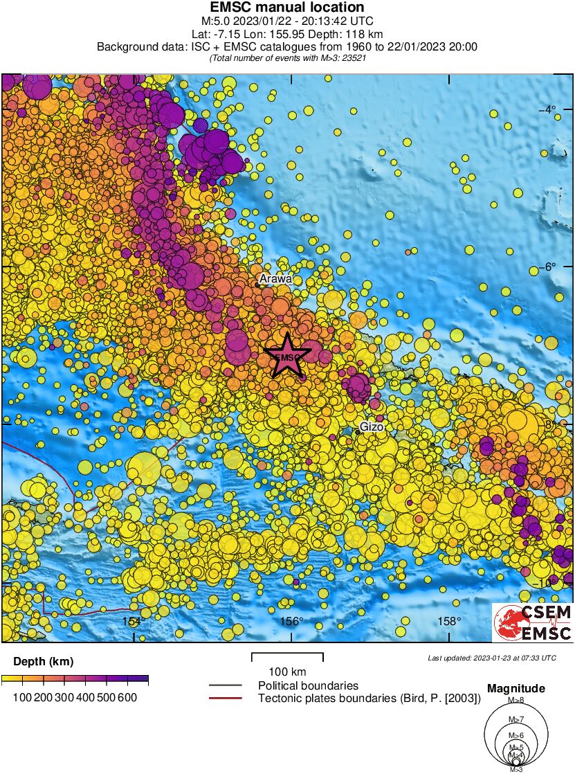 regional depth historical seismicity