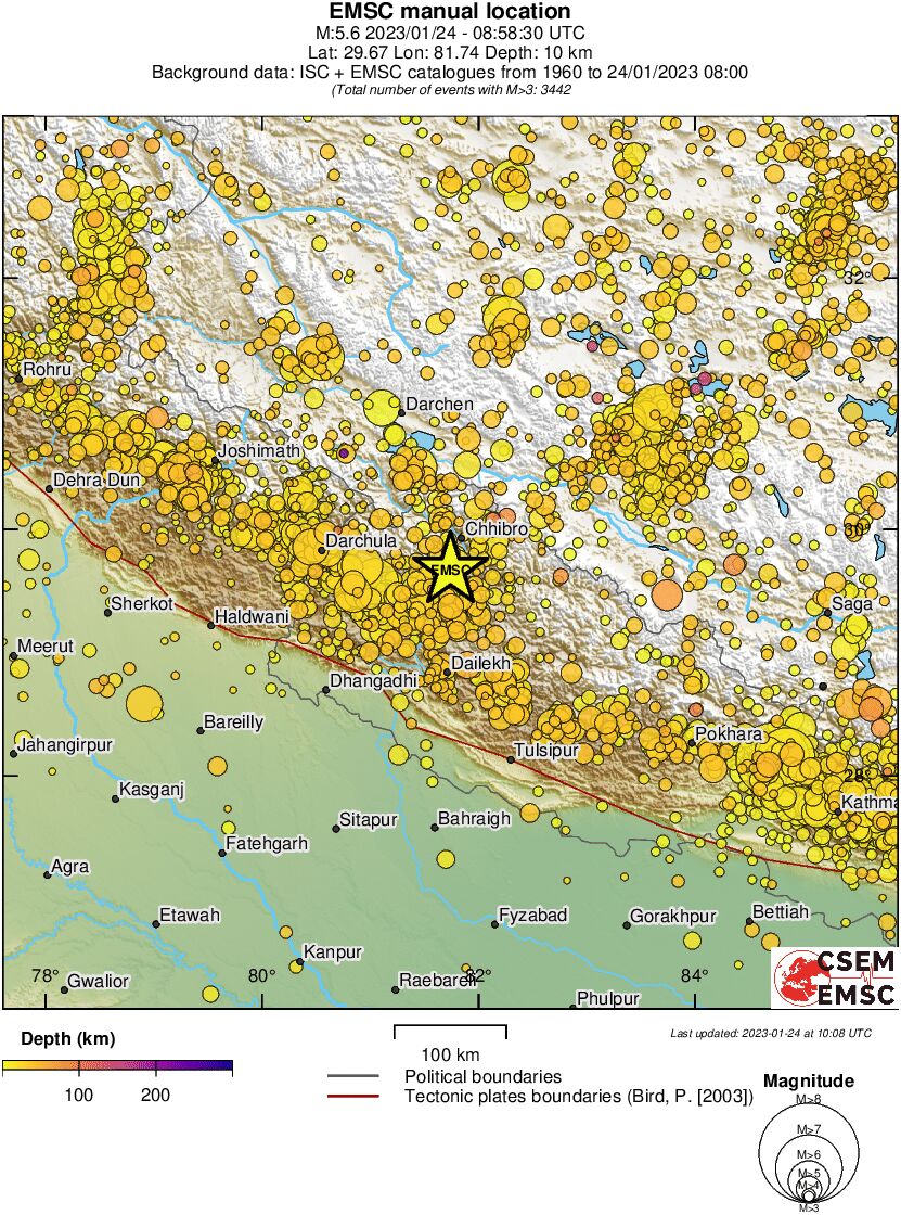 regional depth historical seismicity