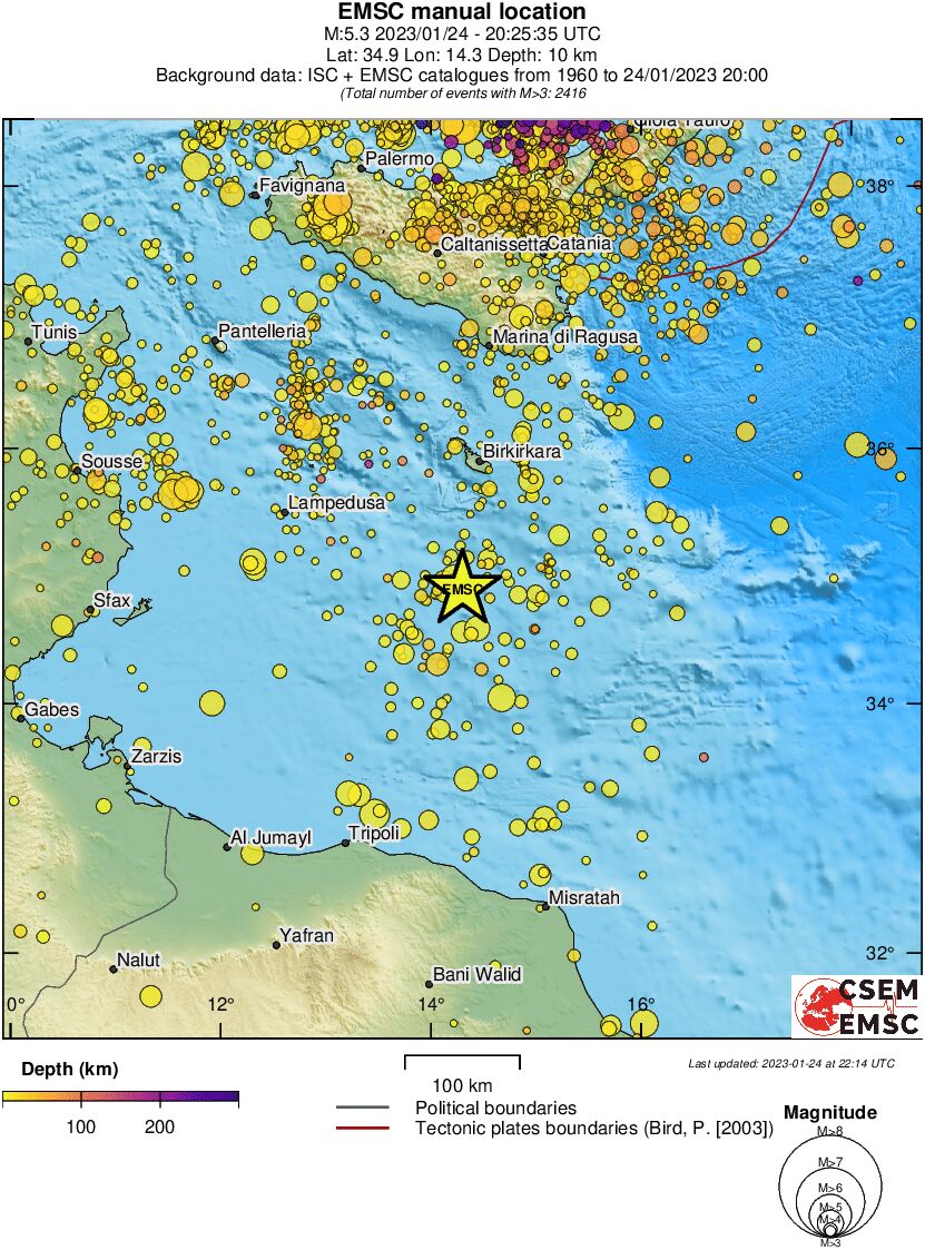regional depth historical seismicity