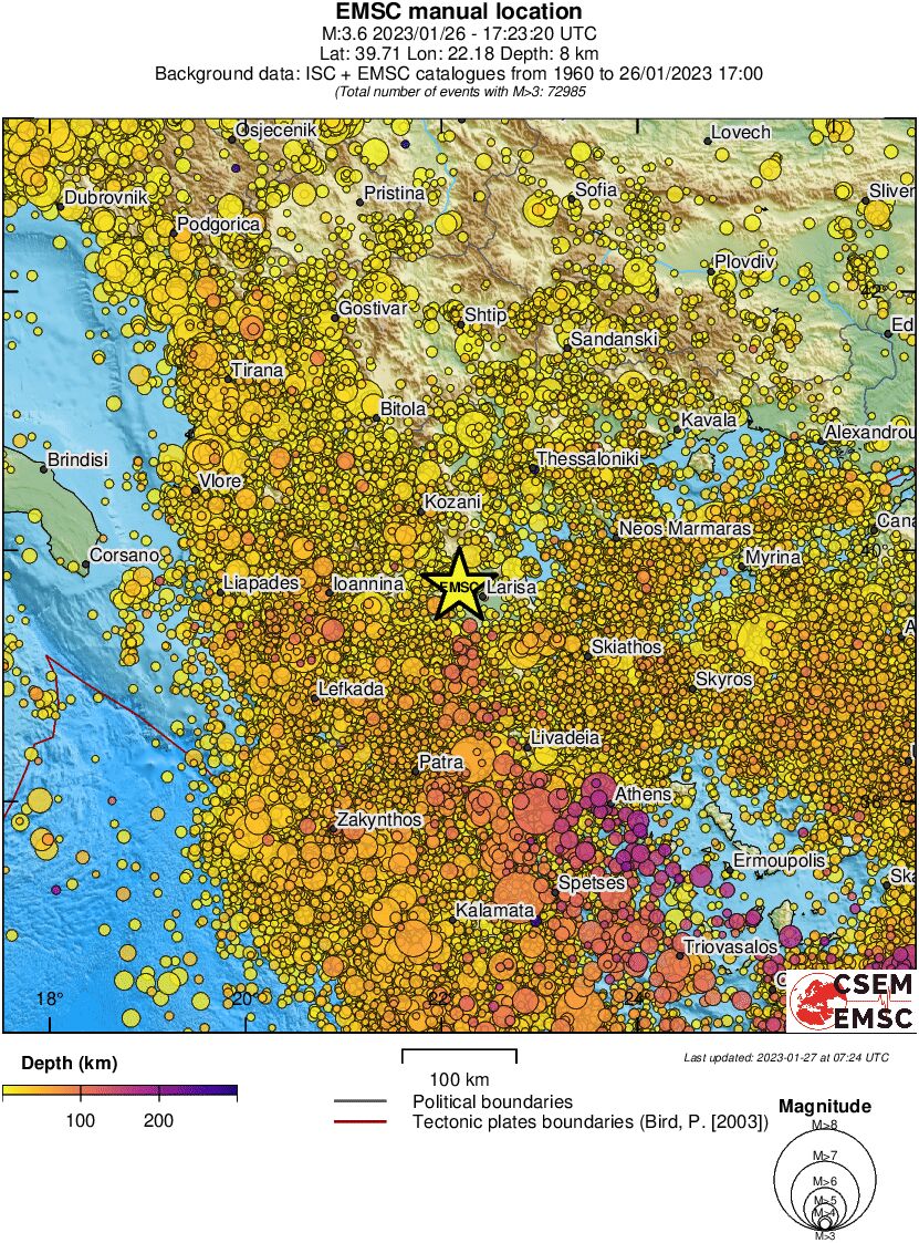 regional depth historical seismicity