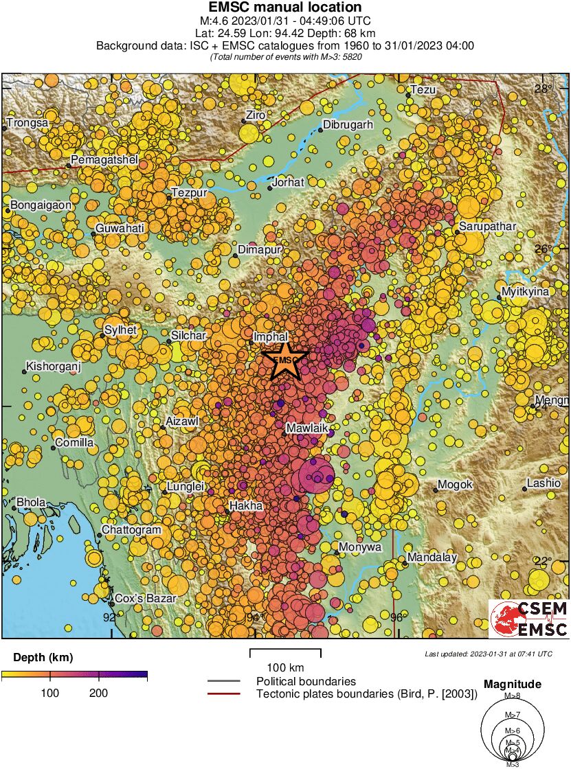 regional depth historical seismicity