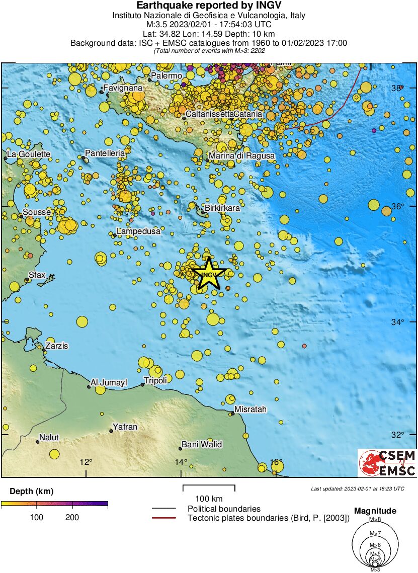 regional depth historical seismicity