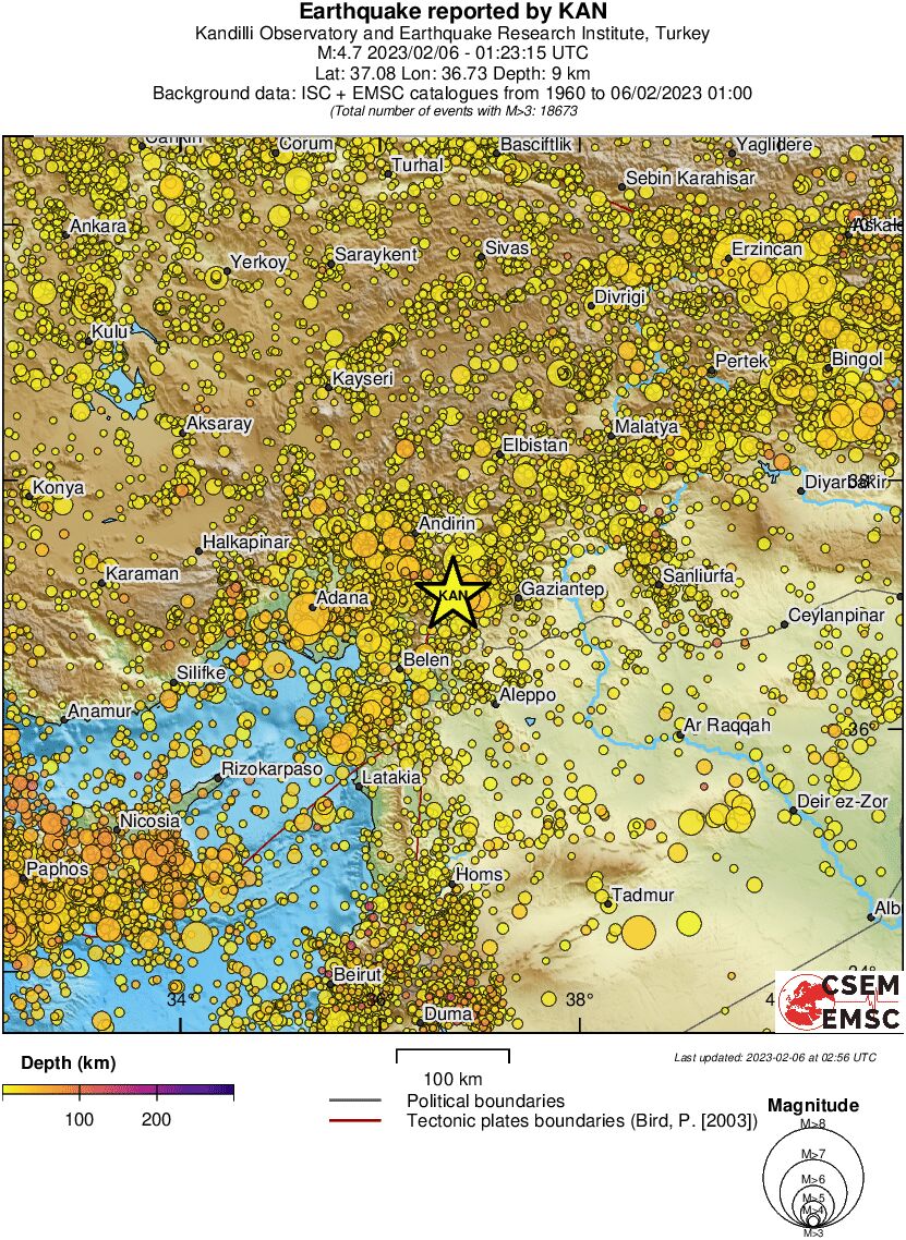 regional depth historical seismicity