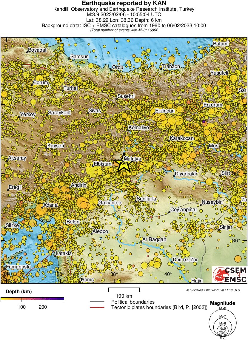 regional depth historical seismicity