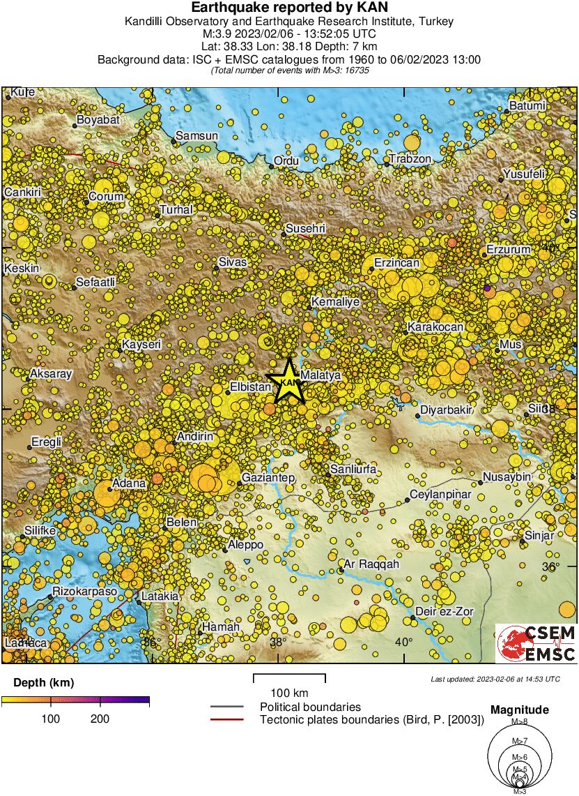 regional depth historical seismicity