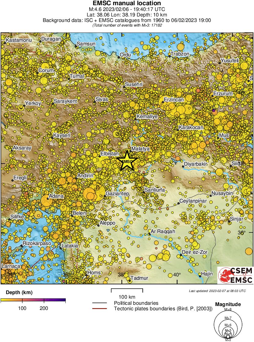 regional depth historical seismicity
