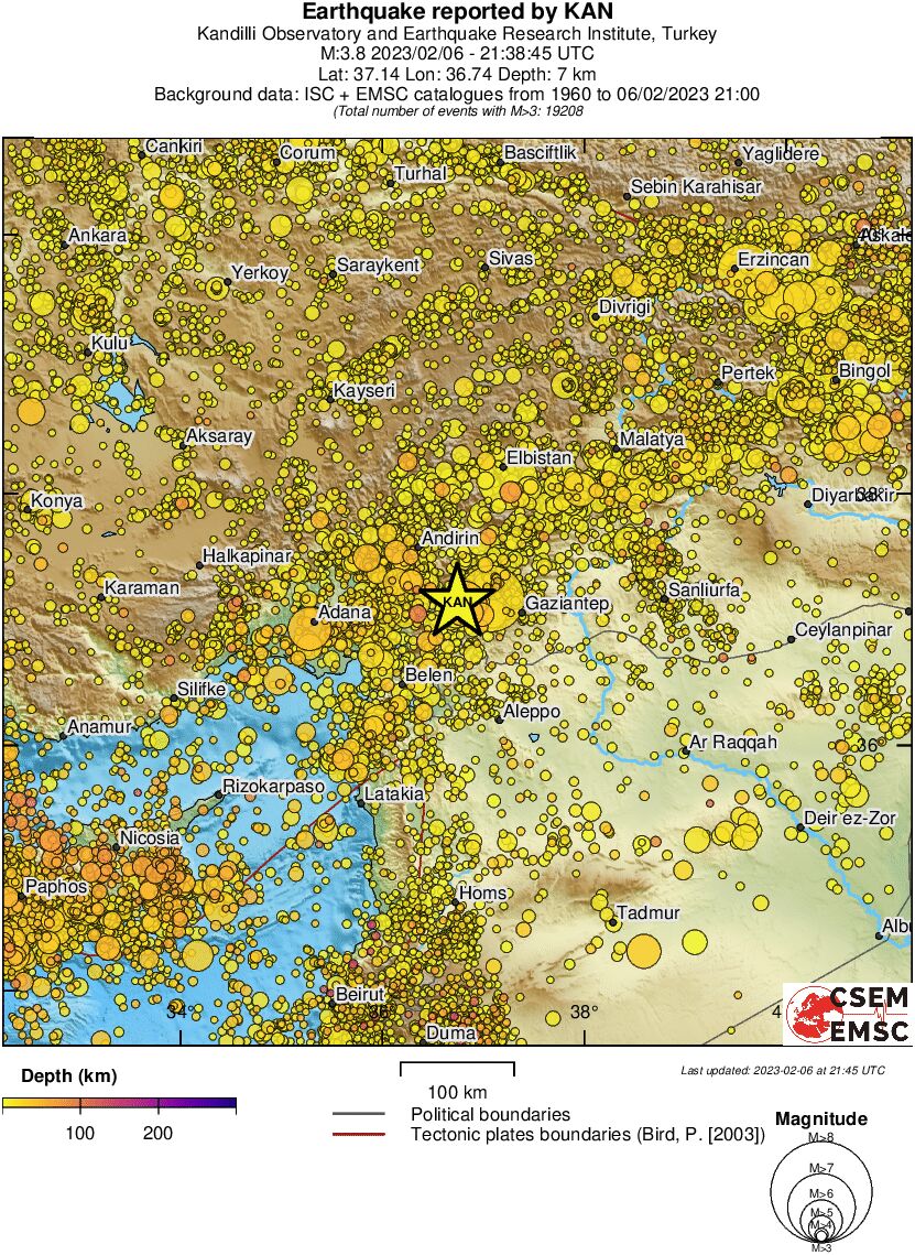 regional depth historical seismicity