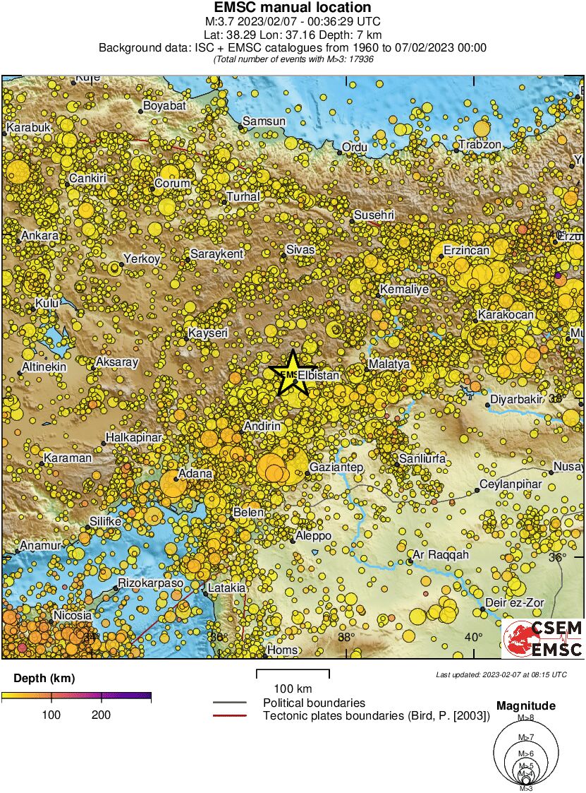regional depth historical seismicity