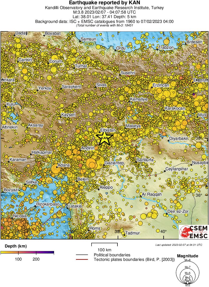 regional depth historical seismicity