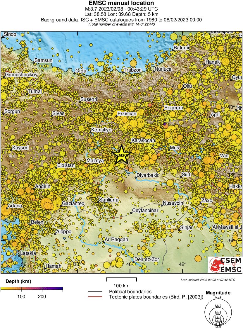 regional depth historical seismicity