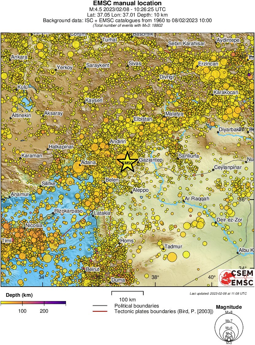 regional depth historical seismicity