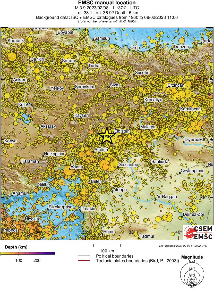 regional depth historical seismicity