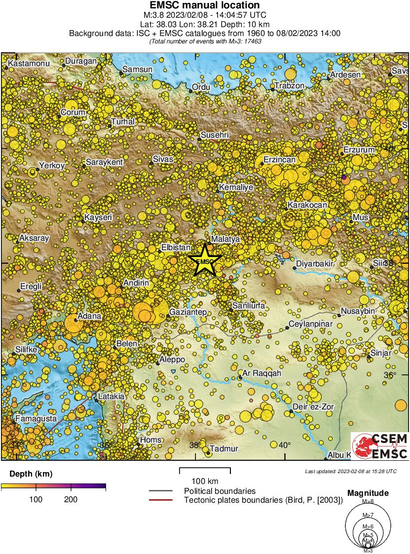 regional depth historical seismicity