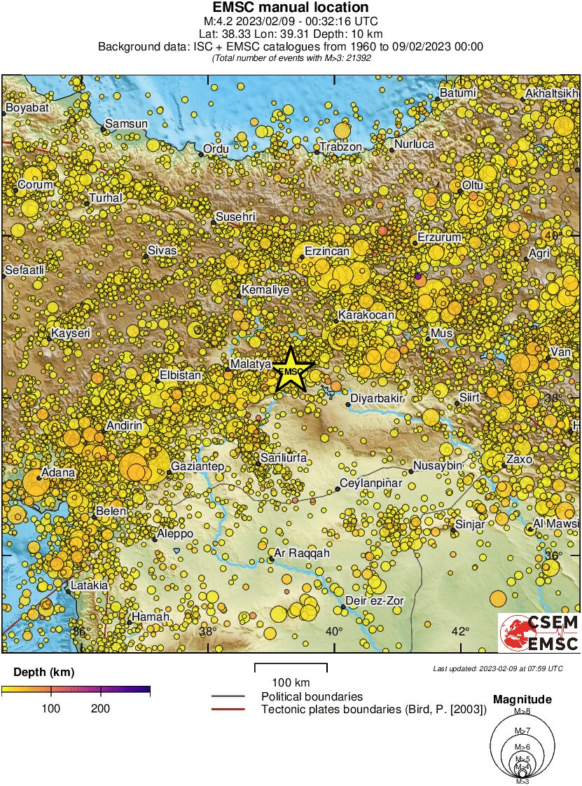 regional depth historical seismicity