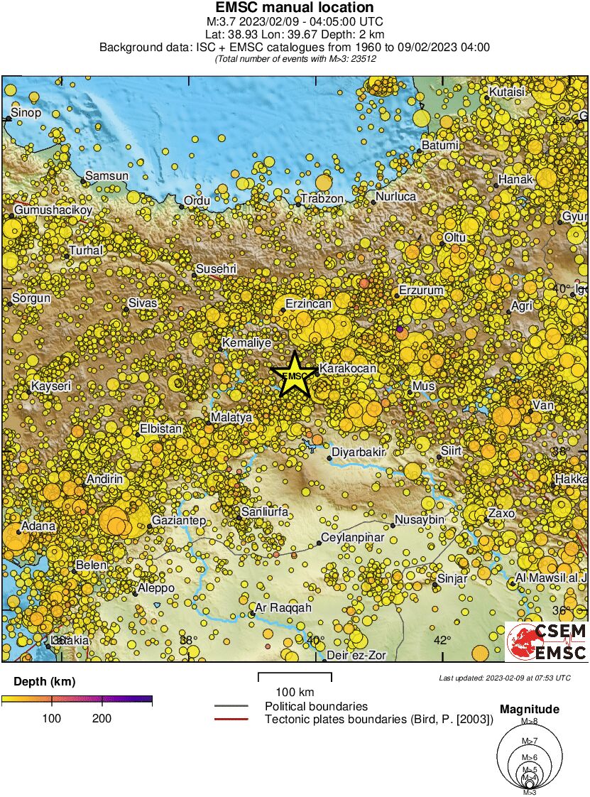 regional depth historical seismicity