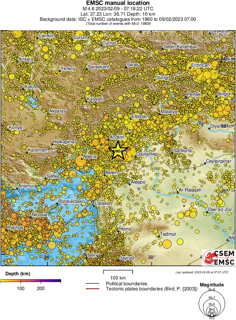 regional depth historical seismicity