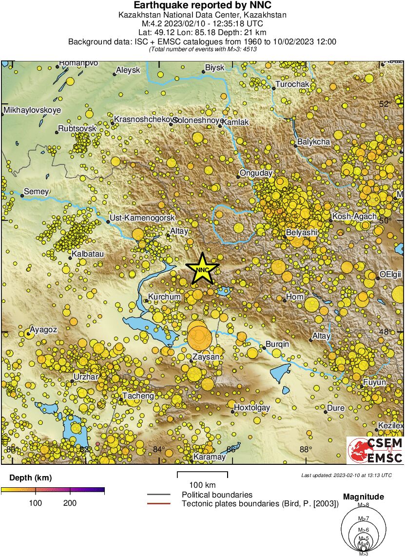 regional depth historical seismicity