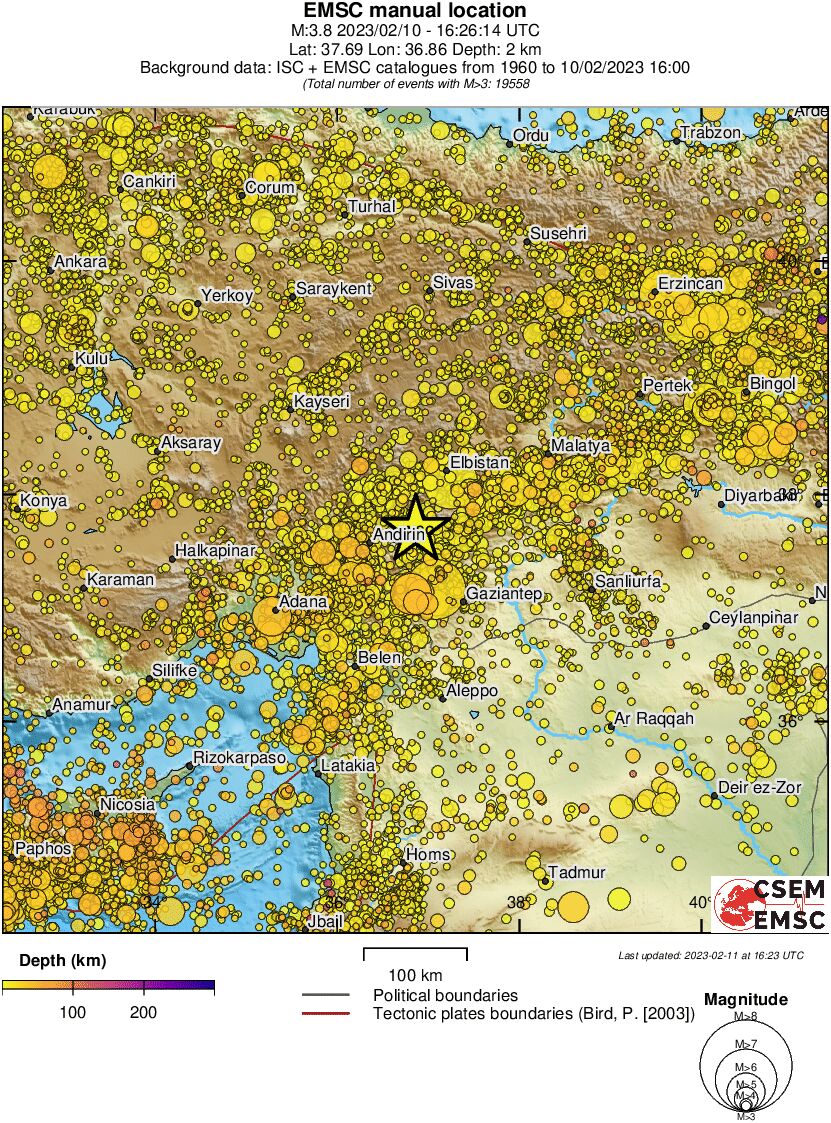 regional depth historical seismicity