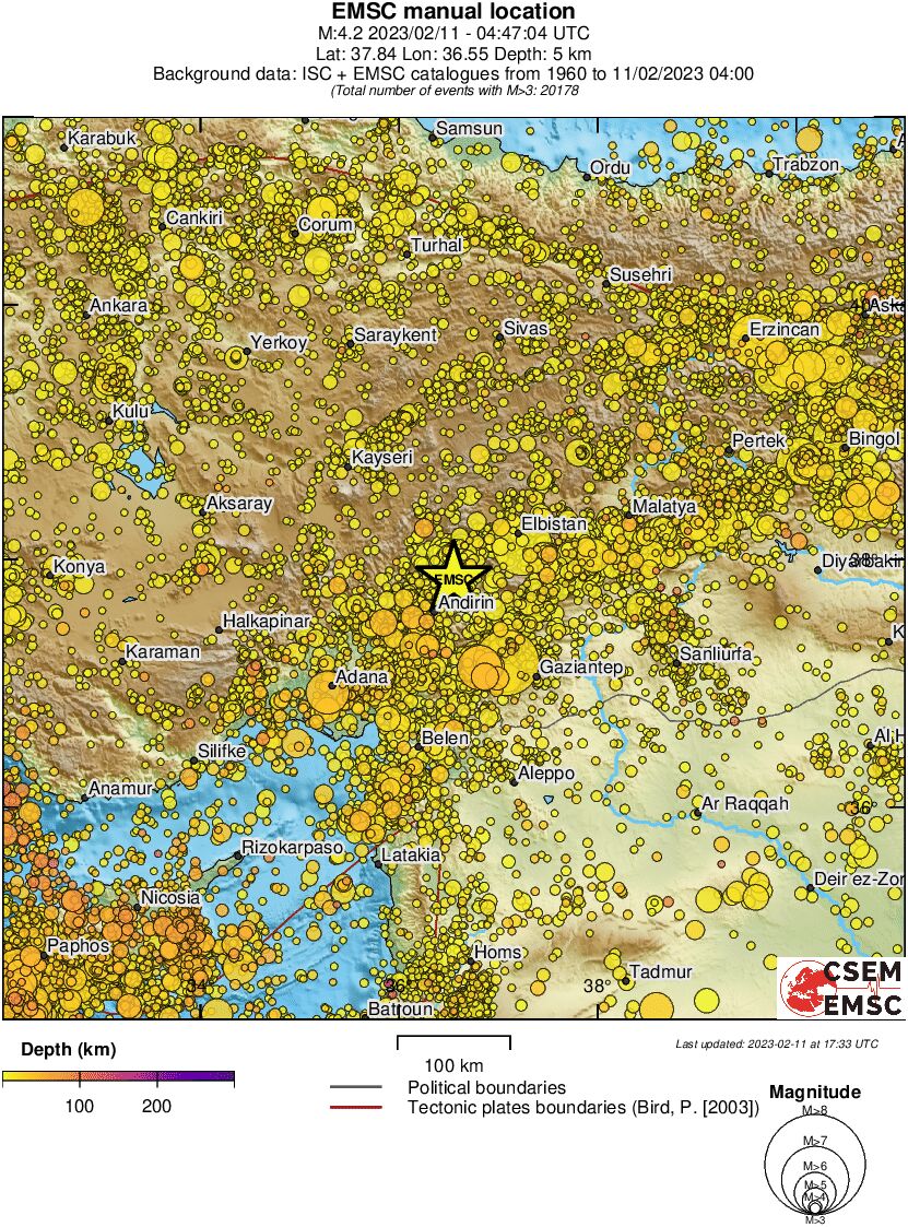 regional depth historical seismicity