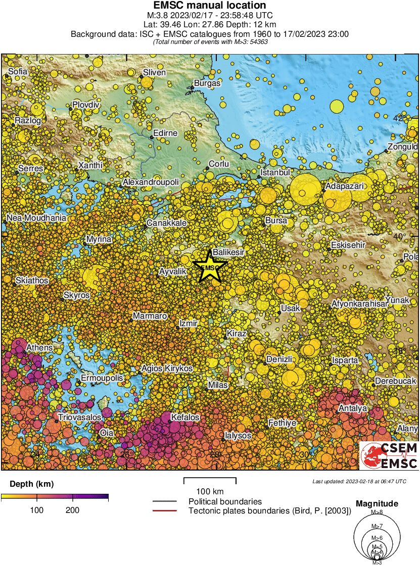 regional depth historical seismicity