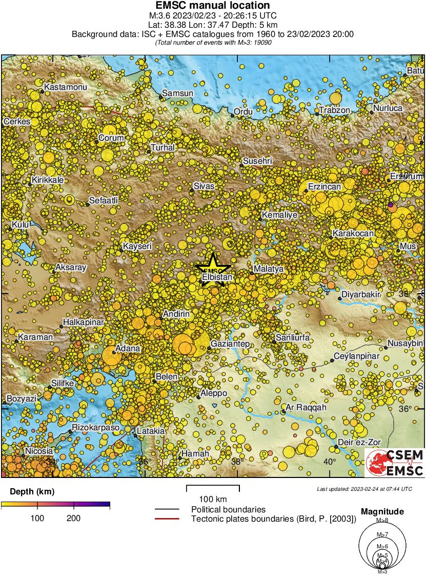 regional depth historical seismicity