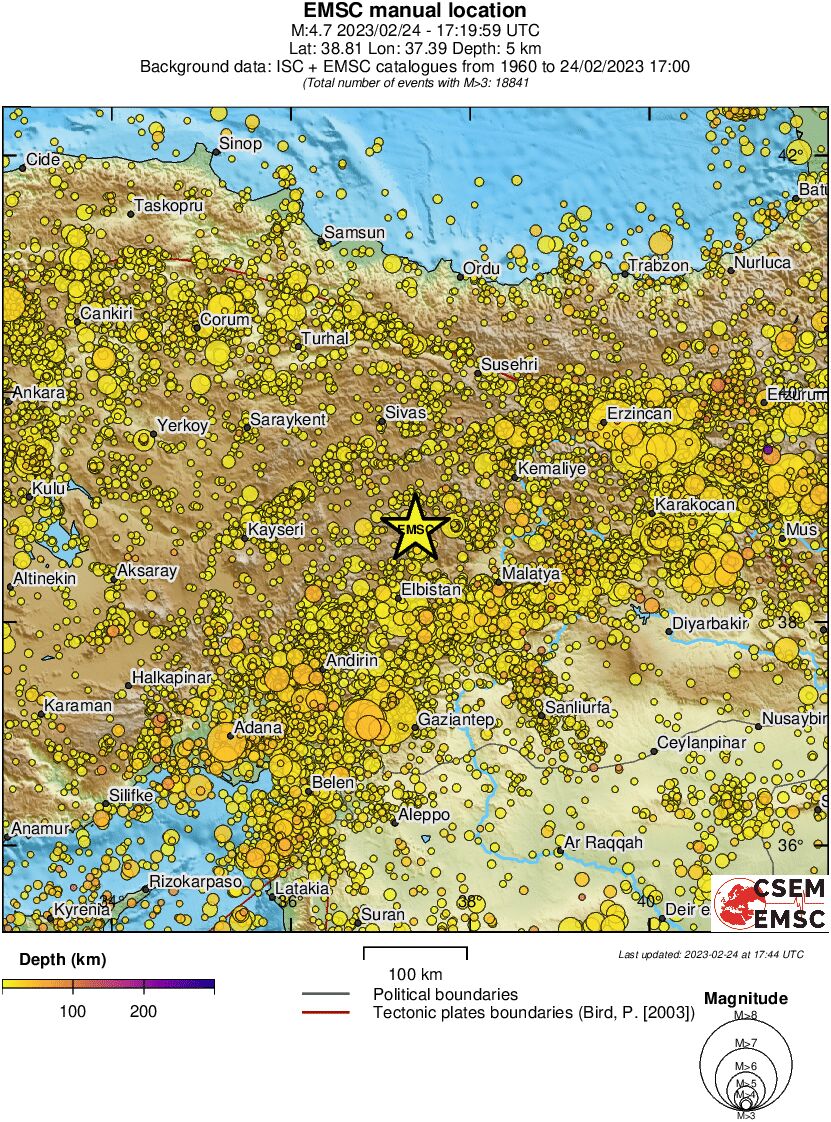 regional depth historical seismicity