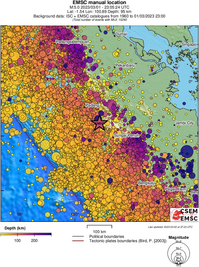 regional depth historical seismicity