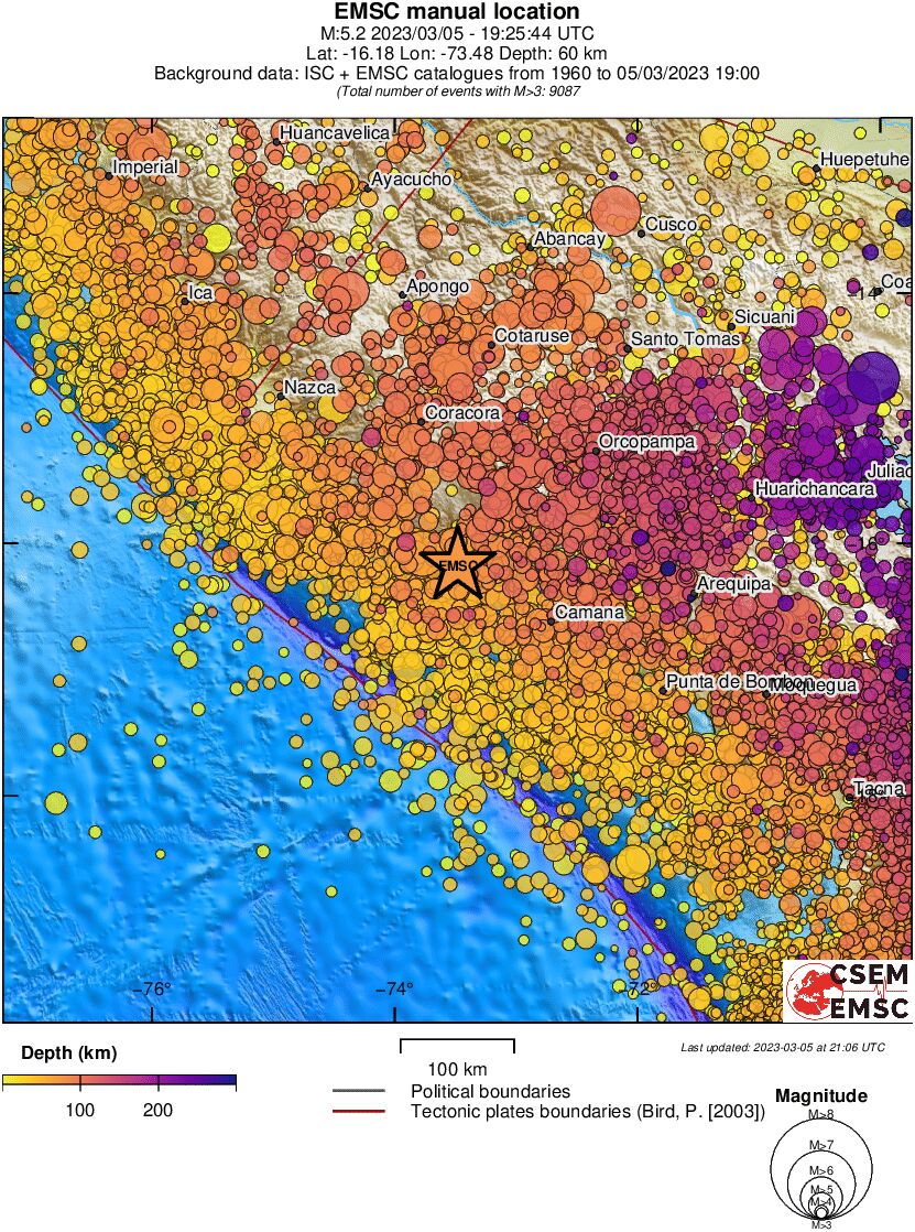 regional depth historical seismicity