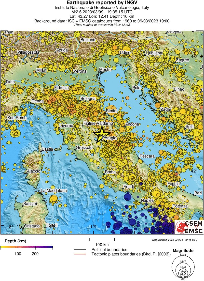 regional depth historical seismicity