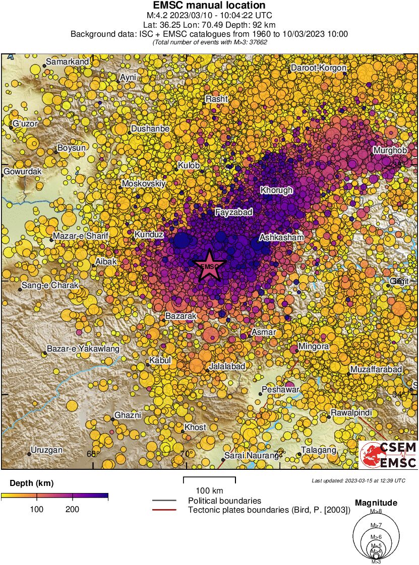 regional depth historical seismicity