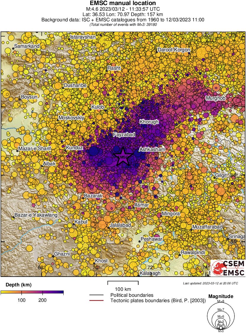 regional depth historical seismicity