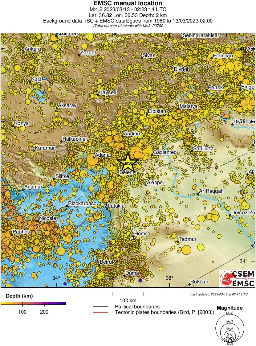 regional depth historical seismicity
