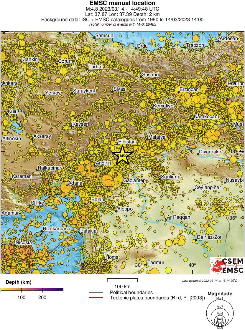 regional depth historical seismicity