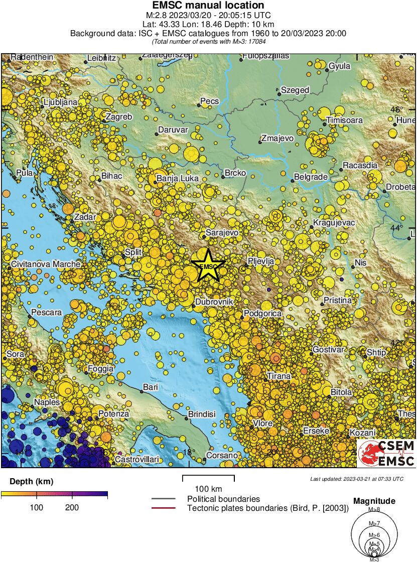 regional depth historical seismicity
