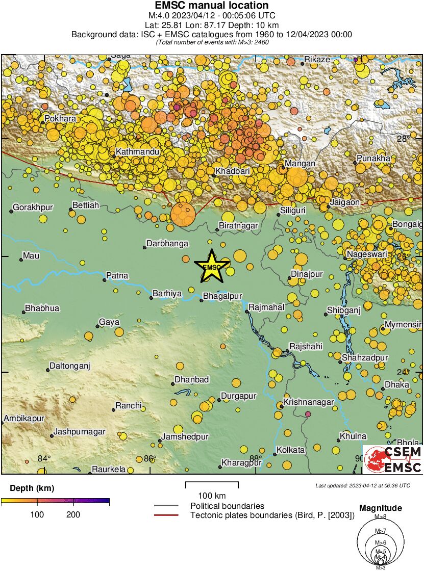 regional depth historical seismicity