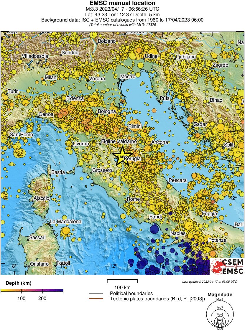 regional depth historical seismicity