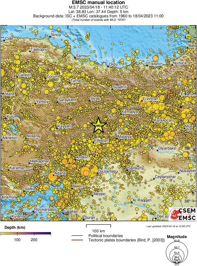 regional depth historical seismicity