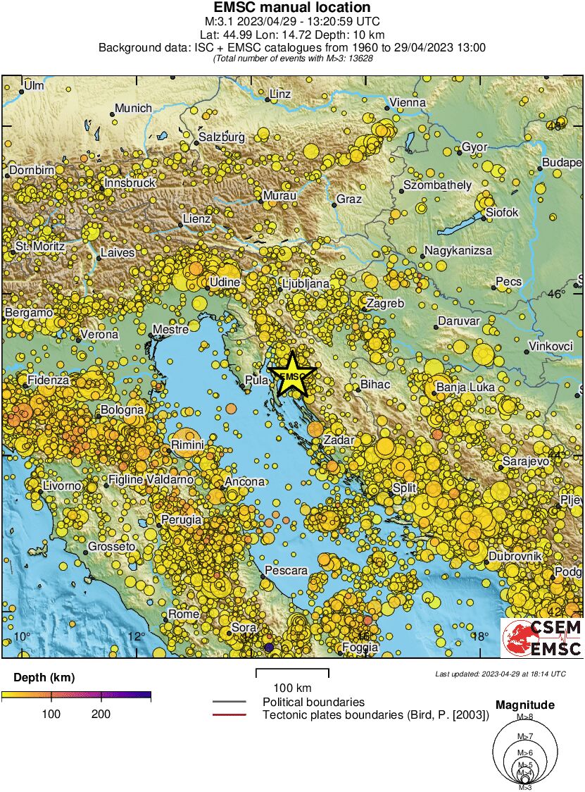 regional depth historical seismicity