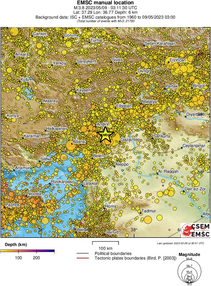 regional depth historical seismicity