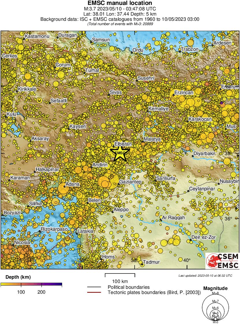 regional depth historical seismicity