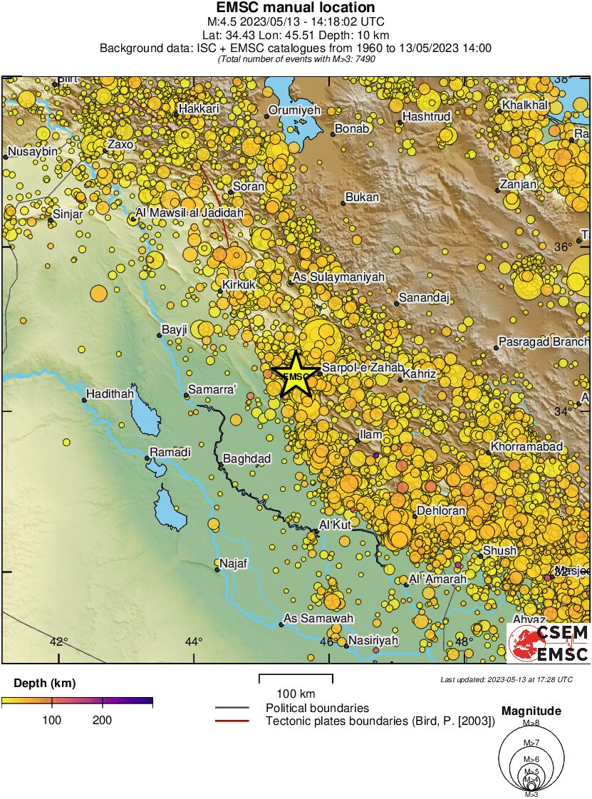regional depth historical seismicity