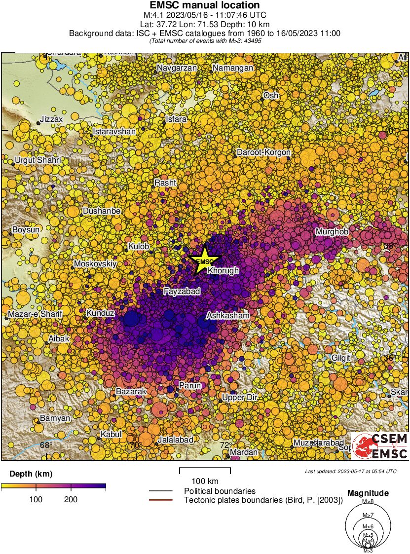 regional depth historical seismicity