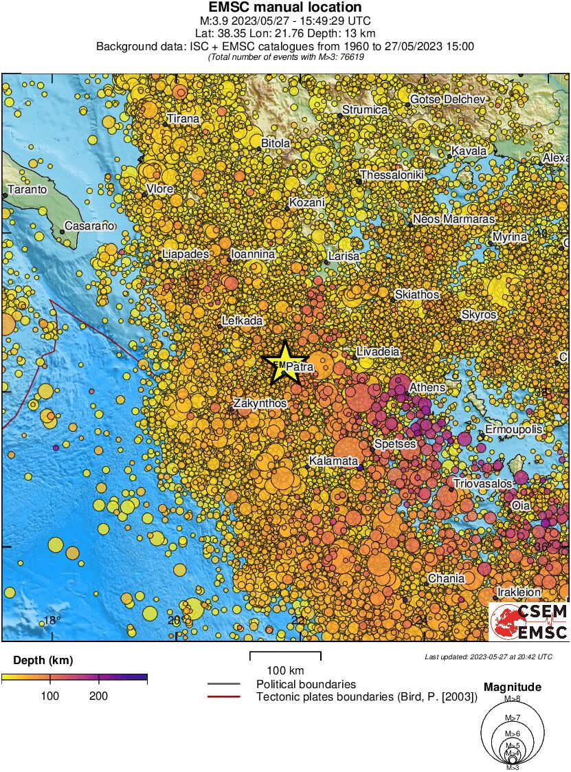regional depth historical seismicity