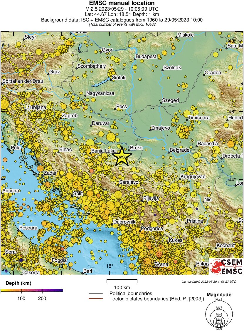 regional depth historical seismicity