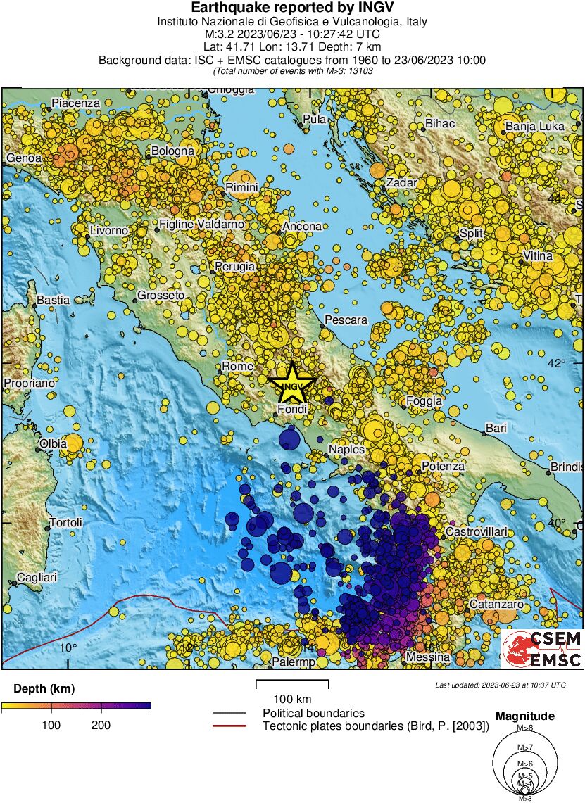 regional depth historical seismicity