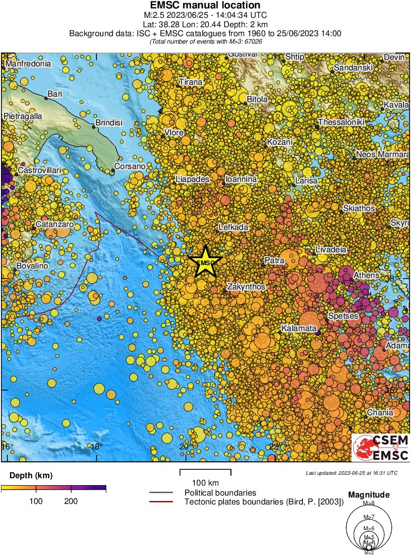 regional depth historical seismicity