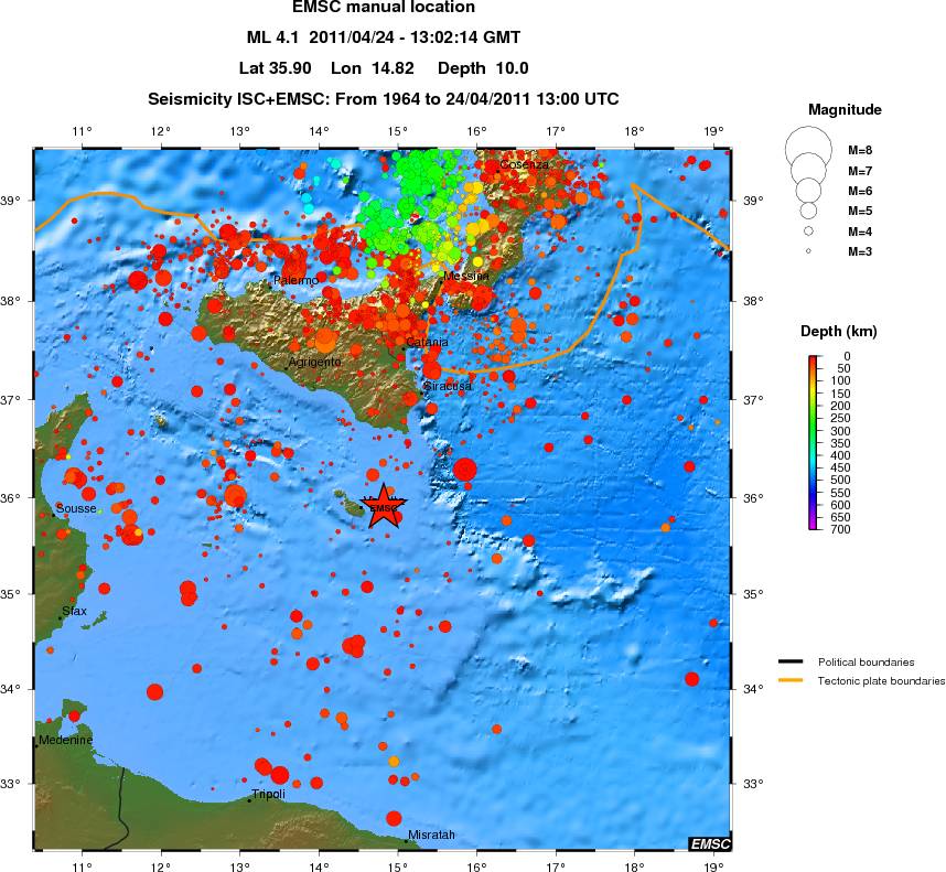 regional depth historical seismicity