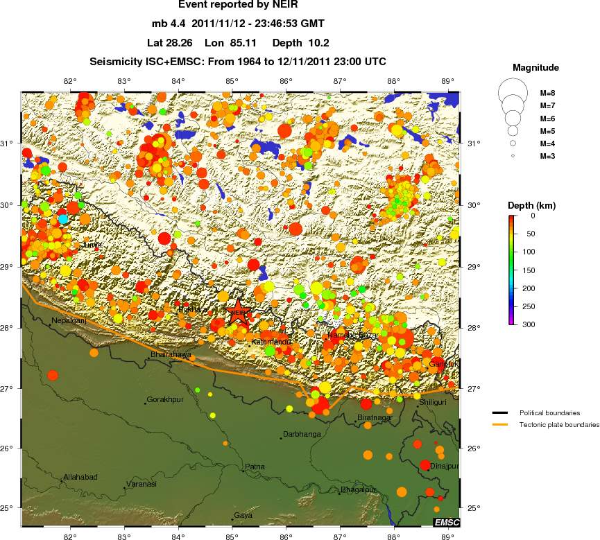 regional depth historical seismicity