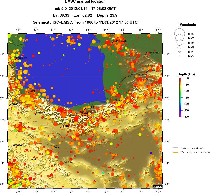 regional depth historical seismicity